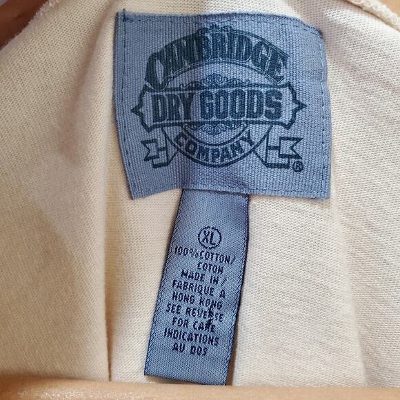 Cambridge Dry Goods Vintage Blouse Womens XL 90s Tan Beaded V-Neck Boho Retro - Picture 8 of 8